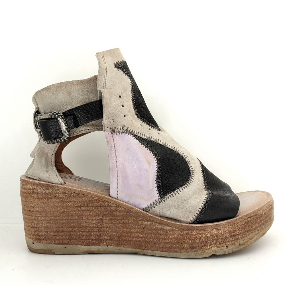 AS98 Leather Wedge Sandals Size 41, US Size 10 to 10 1/2
